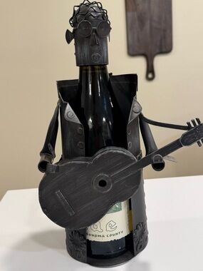Metal Guitarist Wine Bottle Holder - Black